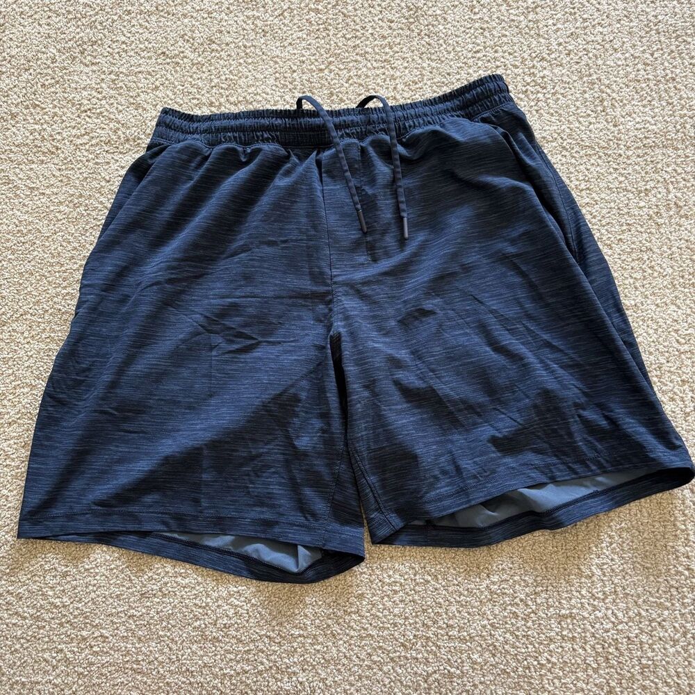 Lululemon Pace Breaker Athletic Shorts Mens L Heathered Navy Blue Drawstring